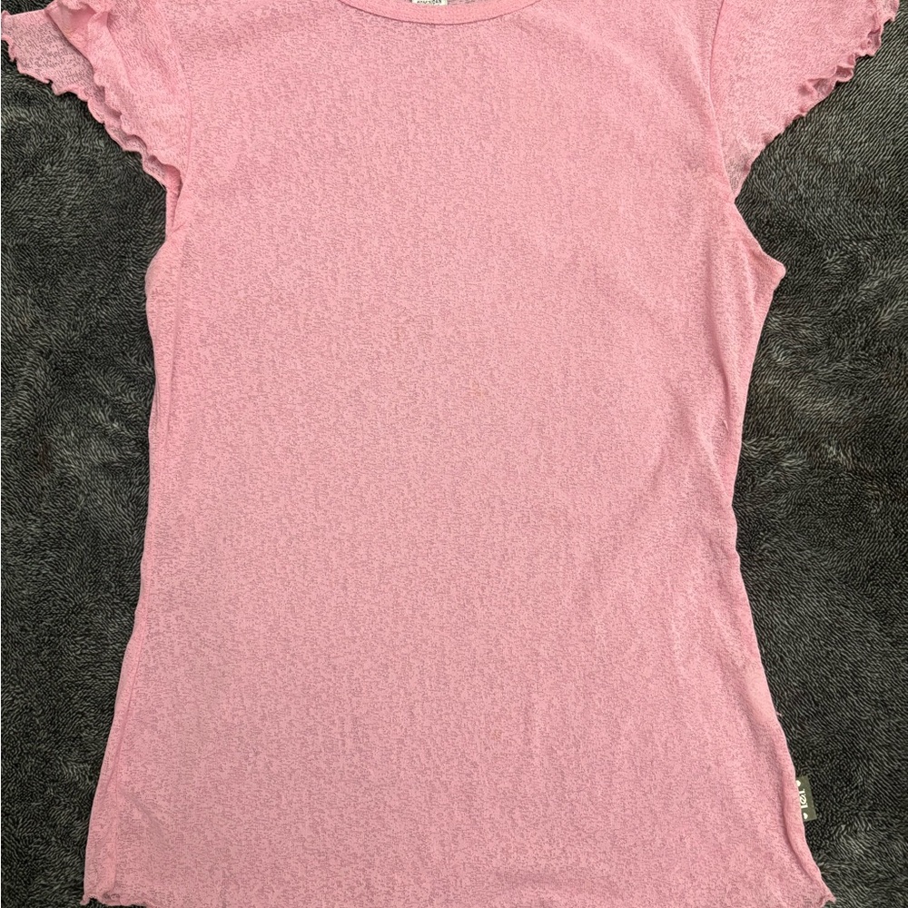 Pink Ruffle Sheer Top